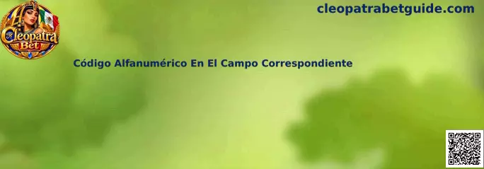 Código Alfanumérico En El Campo Correspondiente en Cleopatra Bet