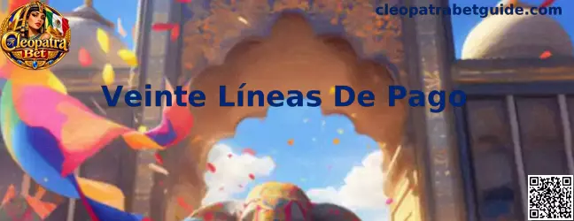 Representación informativa de veinte líneas de pago en una pantalla de carretes